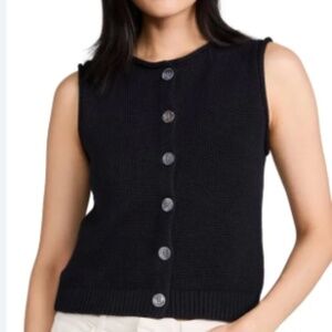 Alex Mill Bridget Black Sweater Vest In Cotton, Size M